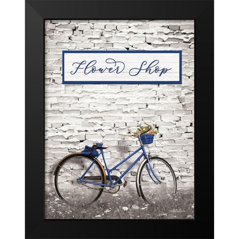 Flower Shop Bicycle Black Modern Wood Framed Art Print by Deiter, Lori