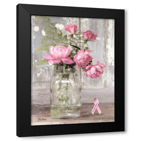 Pink Roses for Breast Cancer Awareness Black Modern Wood Framed Art Print with Double Matting by Deiter, Lori