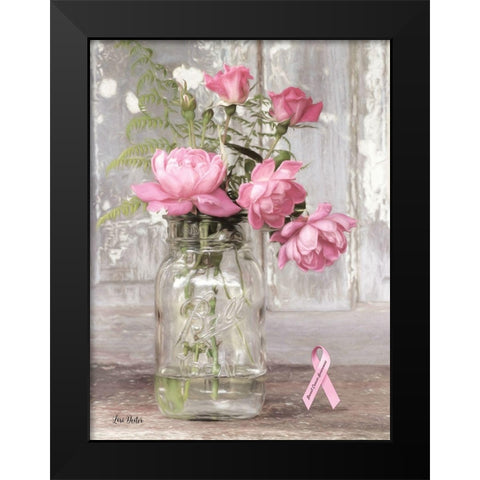 Pink Roses for Breast Cancer Awareness Black Modern Wood Framed Art Print by Deiter, Lori