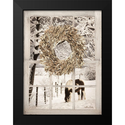 Winter Horse Window View Black Modern Wood Framed Art Print by Deiter, Lori
