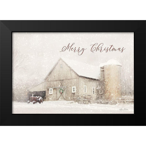 Merry Christmas Farm Black Modern Wood Framed Art Print by Deiter, Lori