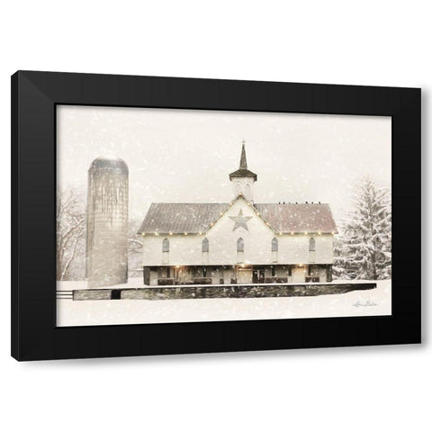 Christmas Star Barn with Lights Black Modern Wood Framed Art Print with Double Matting by Deiter, Lori