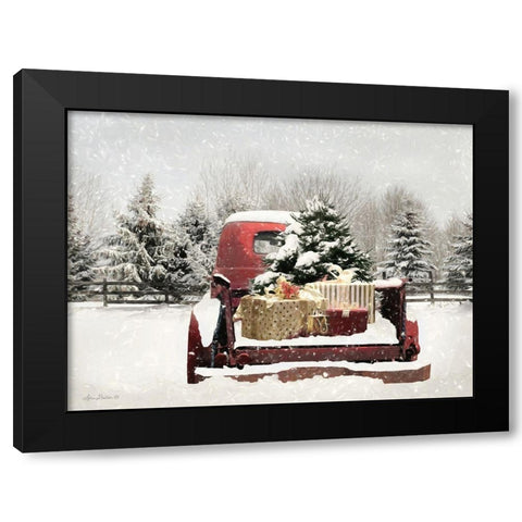 Snowy Presents  Black Modern Wood Framed Art Print with Double Matting by Deiter, Lori