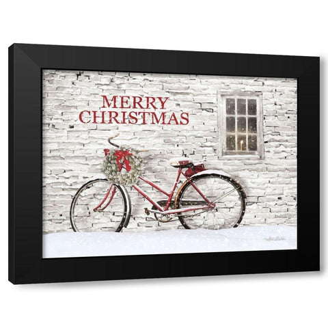 Merry Christmas Bicycle   Black Modern Wood Framed Art Print by Deiter, Lori