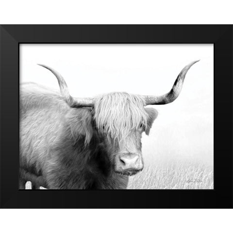 Highland Cow Black Modern Wood Framed Art Print by Deiter, Lori