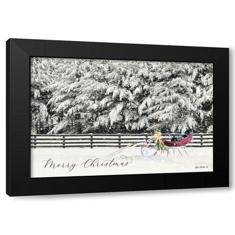 Merry Christmas Sleigh   Black Modern Wood Framed Art Print with Double Matting by Deiter, Lori