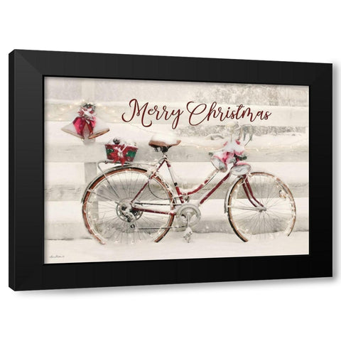 Merry Christmas Snowy Bike  Black Modern Wood Framed Art Print by Deiter, Lori