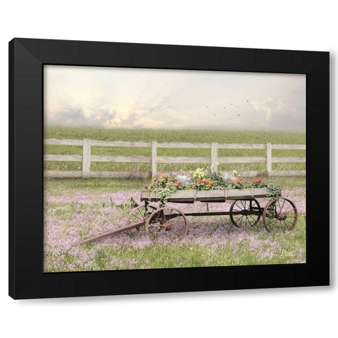 Country Flower Wagon   Black Modern Wood Framed Art Print by Deiter, Lori