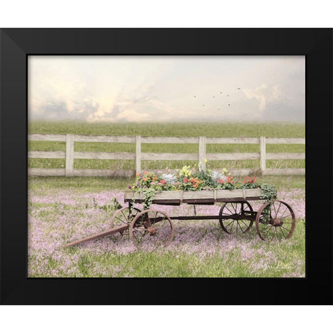 Country Flower Wagon   Black Modern Wood Framed Art Print by Deiter, Lori