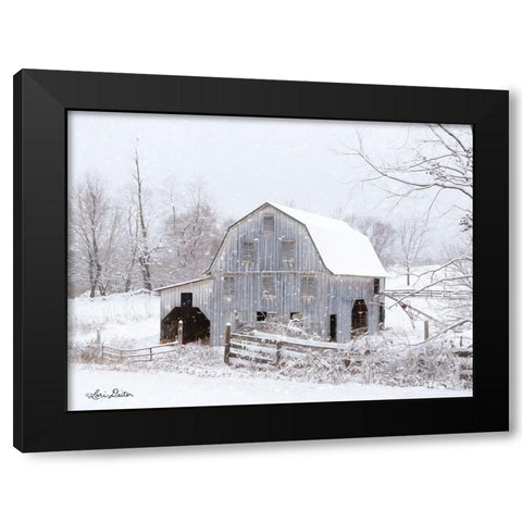Blue Tinted Barn Black Modern Wood Framed Art Print with Double Matting by Deiter, Lori