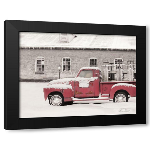 Old Sled Works Red Truck Black Modern Wood Framed Art Print by Deiter, Lori