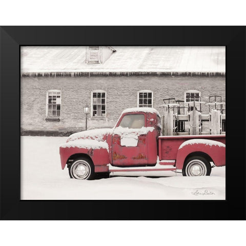 Old Sled Works Red Truck Black Modern Wood Framed Art Print by Deiter, Lori