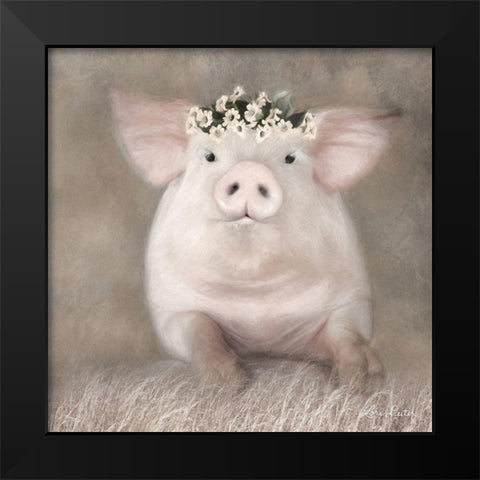 Painted Piggy Black Modern Wood Framed Art Print by Deiter, Lori