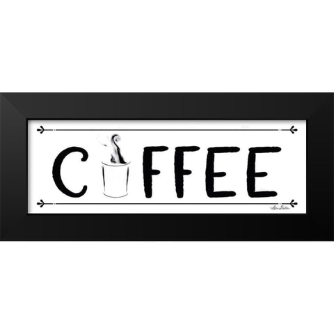 Coffee Banner Black Modern Wood Framed Art Print by Deiter, Lori