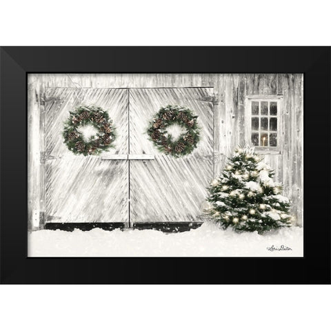 Christmas Barn Doors Black Modern Wood Framed Art Print by Deiter, Lori