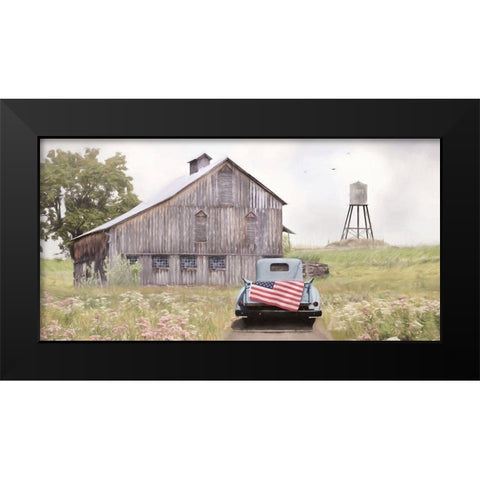 Flag on Tailgate Black Modern Wood Framed Art Print by Deiter, Lori