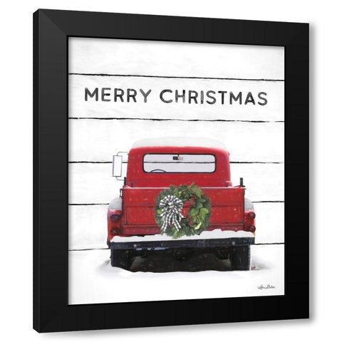 Christmas Truck on Wood Black Modern Wood Framed Art Print by Deiter, Lori