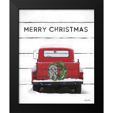 Christmas Truck on Wood Black Modern Wood Framed Art Print by Deiter, Lori