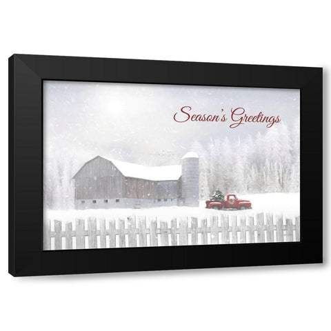 Seasons Greetings with Truck Black Modern Wood Framed Art Print by Deiter, Lori