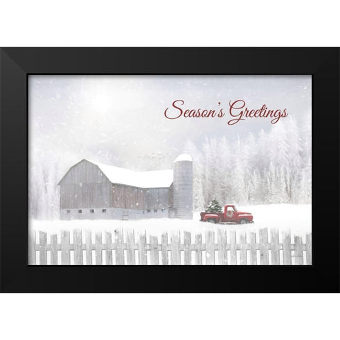 Seasons Greetings with Truck Black Modern Wood Framed Art Print by Deiter, Lori