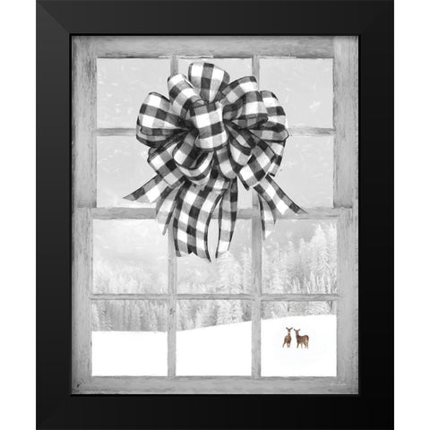 Christmas Deer with Bow Black Modern Wood Framed Art Print by Deiter, Lori