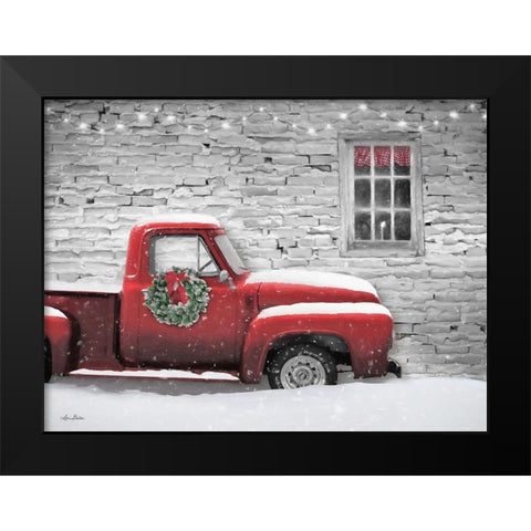 Snowy Christmas Truck   Black Modern Wood Framed Art Print by Deiter, Lori