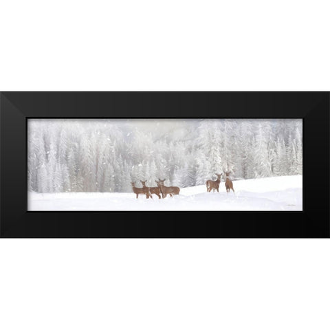 Christmas Deer Black Modern Wood Framed Art Print by Deiter, Lori