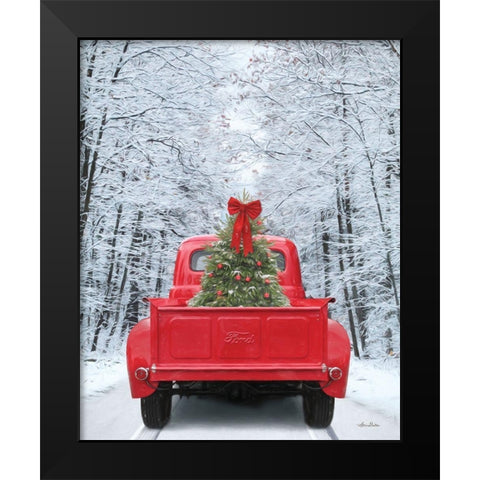 Snowy Drive in a Ford Black Modern Wood Framed Art Print by Deiter, Lori
