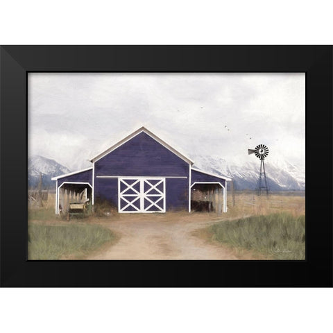 Navy Barn in Tetons     Black Modern Wood Framed Art Print by Deiter, Lori