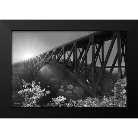 Sunrise at Letchworth Black and White Black Modern Wood Framed Art Print by Deiter, Lori