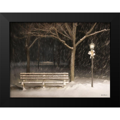 Snowy Bench Black Modern Wood Framed Art Print by Deiter, Lori