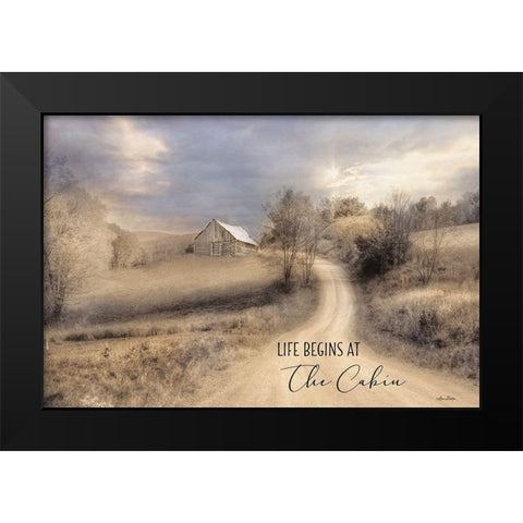 Life Begins at the Cabin Black Modern Wood Framed Art Print by Deiter, Lori