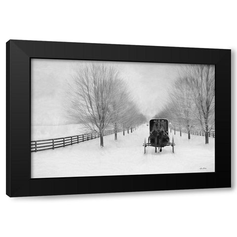 Snowy Amish Lane Black Modern Wood Framed Art Print by Deiter, Lori