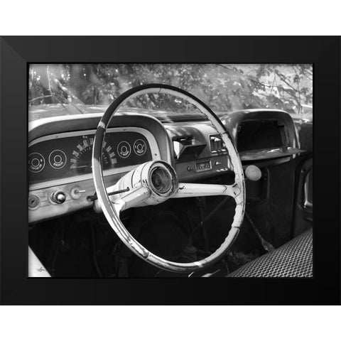 Chevy Steering Wheel Black Modern Wood Framed Art Print by Deiter, Lori