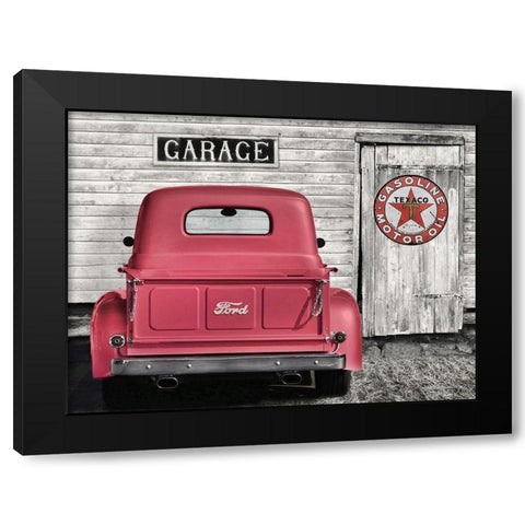 Red Truck with Texaco Sign Black Modern Wood Framed Art Print with Double Matting by Deiter, Lori