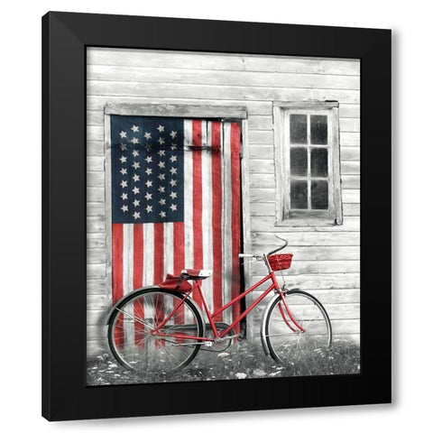 Patriotic Bicycle Black Modern Wood Framed Art Print by Deiter, Lori