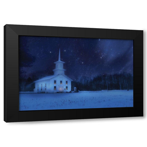 Starry Night Church Black Modern Wood Framed Art Print by Deiter, Lori