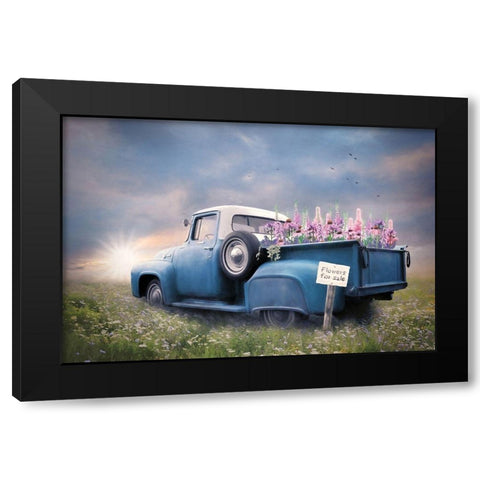 Blue Ford with Foxglove Flowers Black Modern Wood Framed Art Print with Double Matting by Deiter, Lori