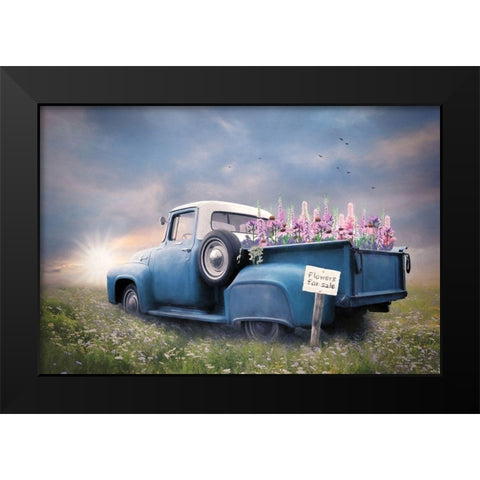 Blue Ford with Foxglove Flowers Black Modern Wood Framed Art Print by Deiter, Lori