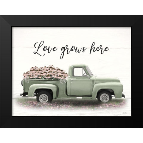 Sage Blush Truck Black Modern Wood Framed Art Print by Deiter, Lori