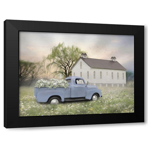 Blue Ford at Barn Black Modern Wood Framed Art Print with Double Matting by Deiter, Lori