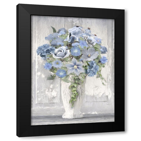 Blue Floral Bouquet   Black Modern Wood Framed Art Print by Deiter, Lori