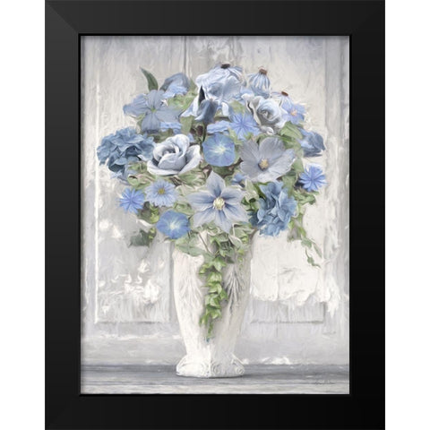 Blue Floral Bouquet   Black Modern Wood Framed Art Print by Deiter, Lori