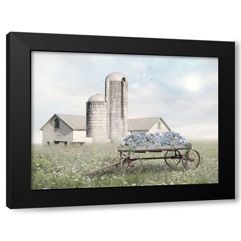 Blue Flower Wagon   Black Modern Wood Framed Art Print with Double Matting by Deiter, Lori