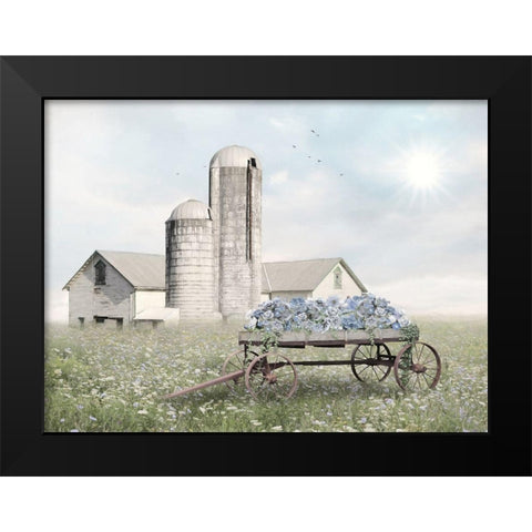 Blue Flower Wagon   Black Modern Wood Framed Art Print by Deiter, Lori