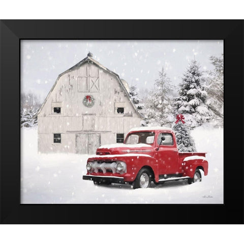 Red Christmas Black Modern Wood Framed Art Print by Deiter, Lori