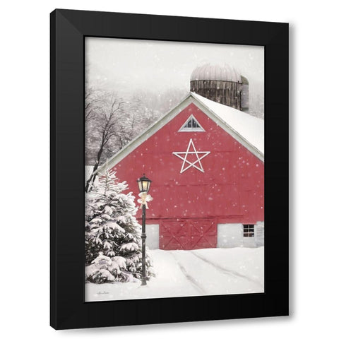 Red Star Barn Black Modern Wood Framed Art Print by Deiter, Lori