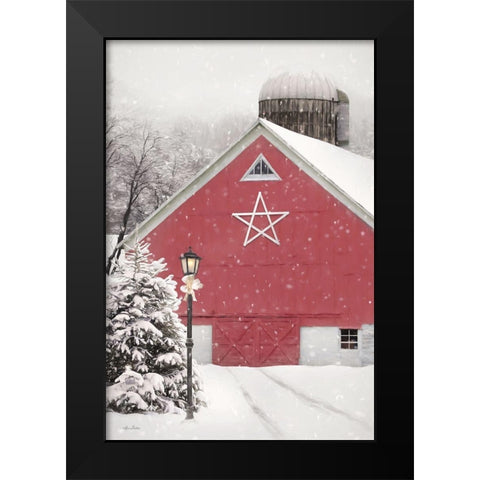 Red Star Barn Black Modern Wood Framed Art Print by Deiter, Lori