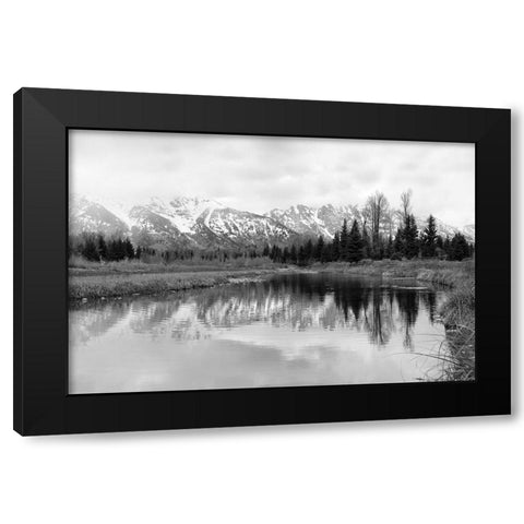 Tetons at Schwabachers Landing   Black Modern Wood Framed Art Print with Double Matting by Deiter, Lori