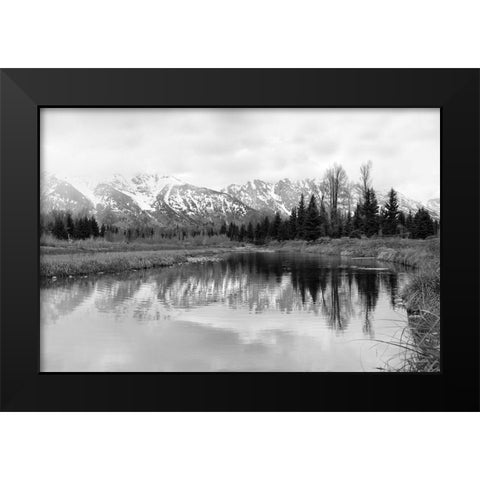 Tetons at Schwabachers Landing   Black Modern Wood Framed Art Print by Deiter, Lori